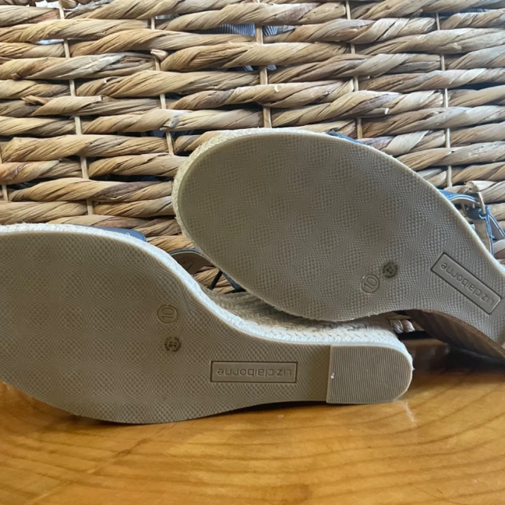 Liz Claiborne Women’s Amaro Blue Summer Vegan Leather Espadrille Wedge Size 10